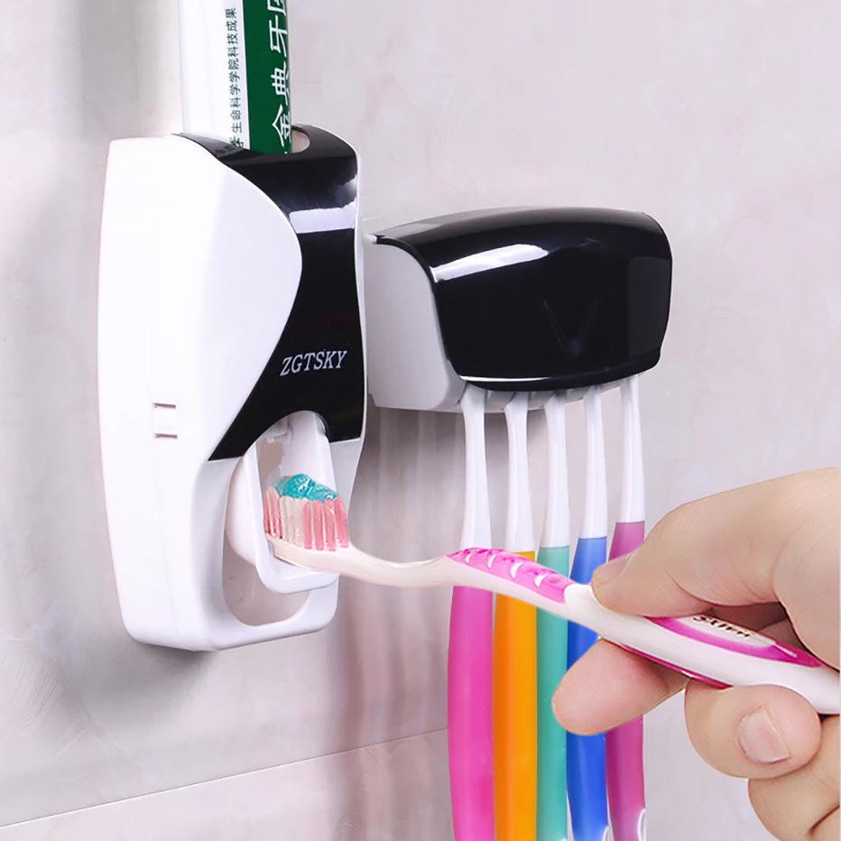 Toothpaste Dispenser with Toothbrush Holder